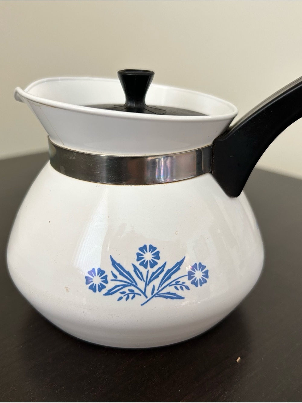 Vintage Corning Ware Blue Cornflower P-103 3-cup coffee server (c. 1960s-1970s)